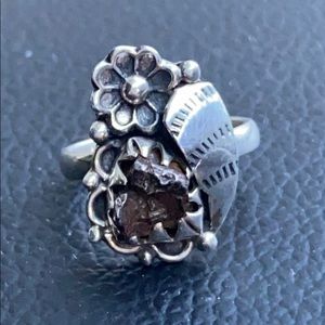 925 sterling silver ring with real meteorite